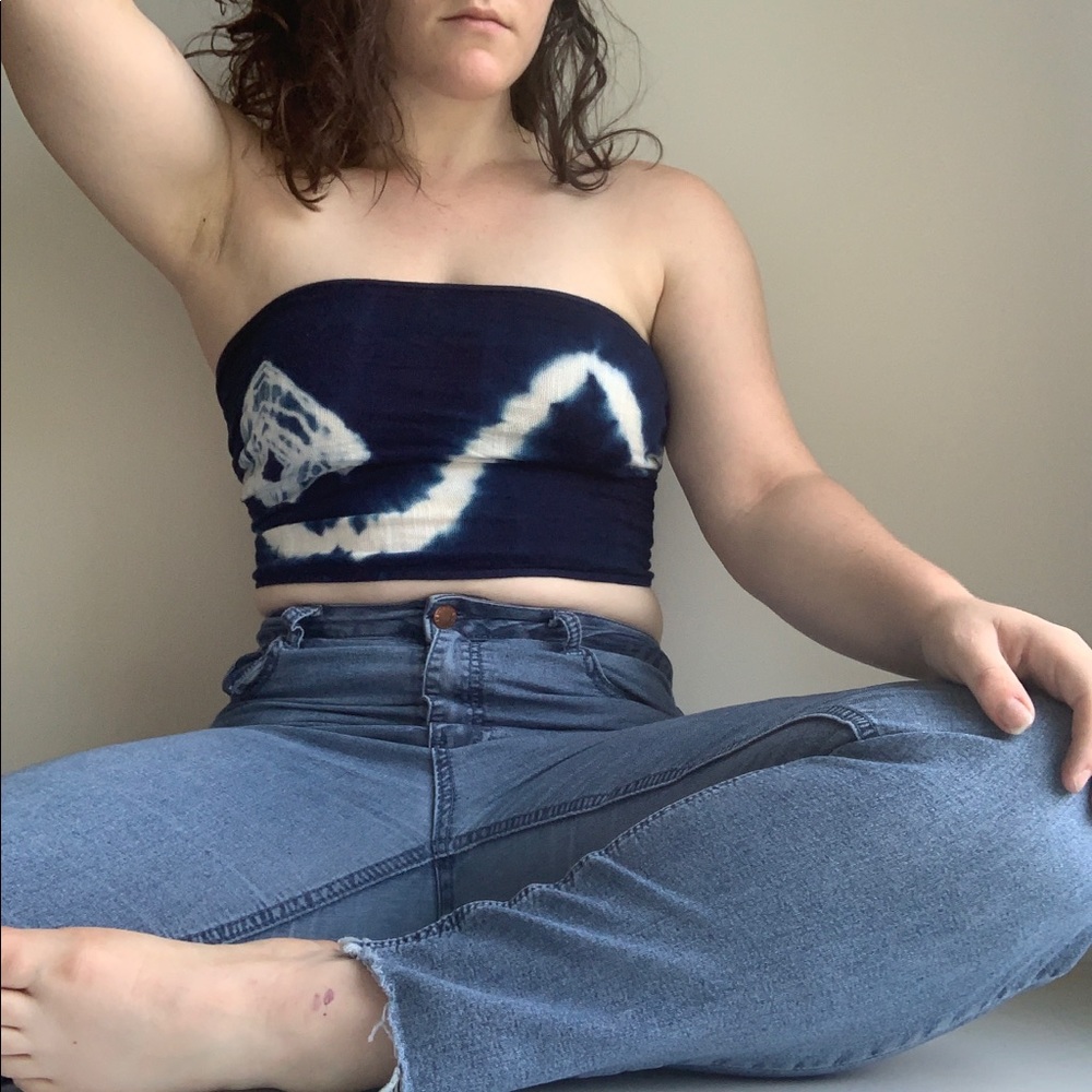 3 for $30💕 Indigo-dyed scarf/ bandeau top